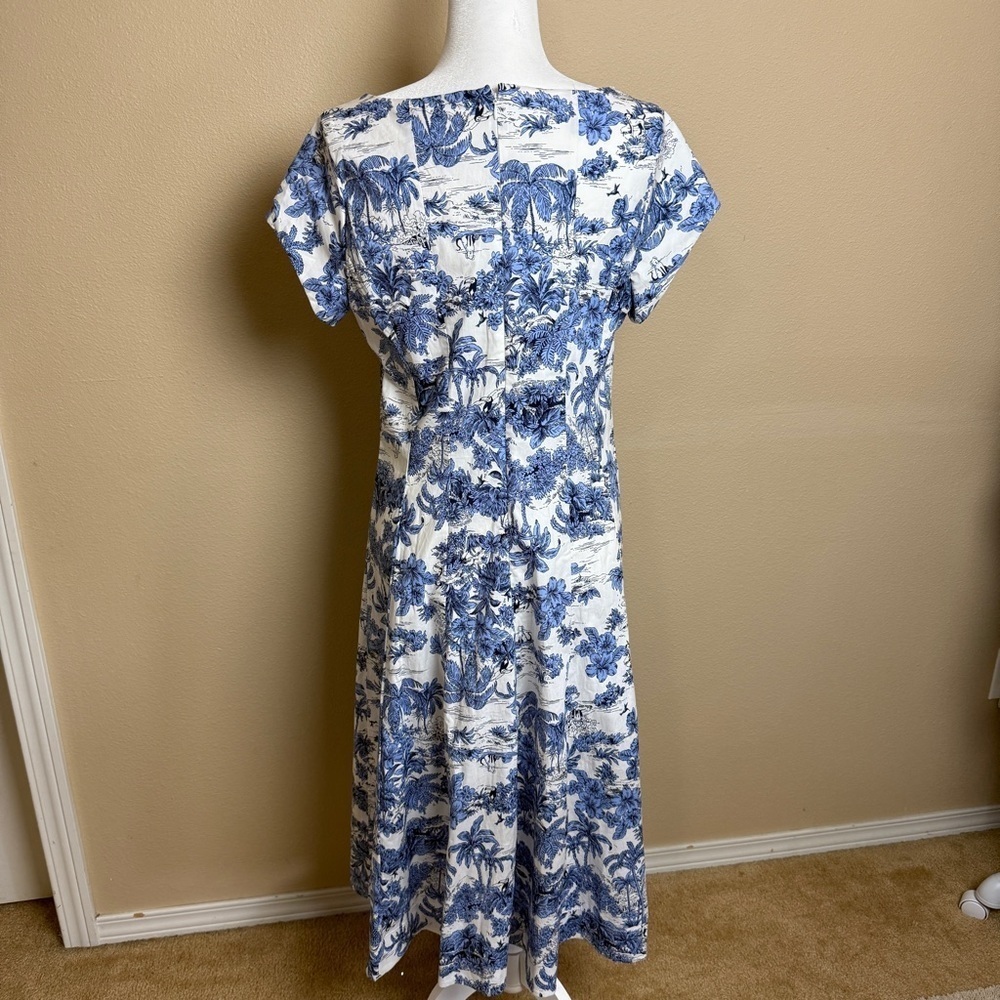 Joie Blue and White Floral Toile Printed Size 10 Midi Dress - Picture 8 of 12